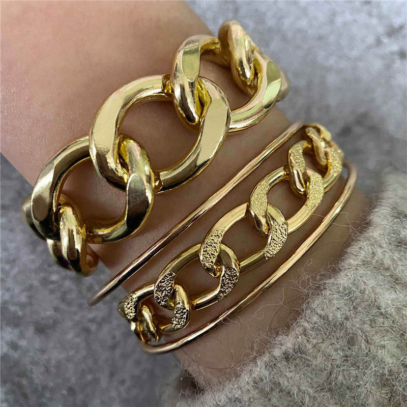 3 Double-layer Thick Chain Bracelet Set
