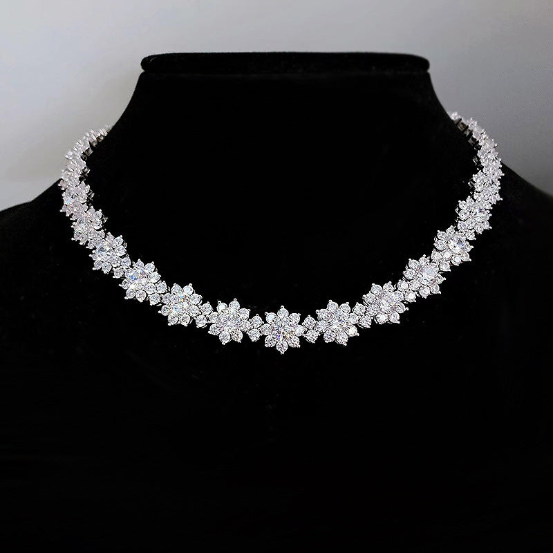 High Carbon Diamond Sunflower Collarbone Chain