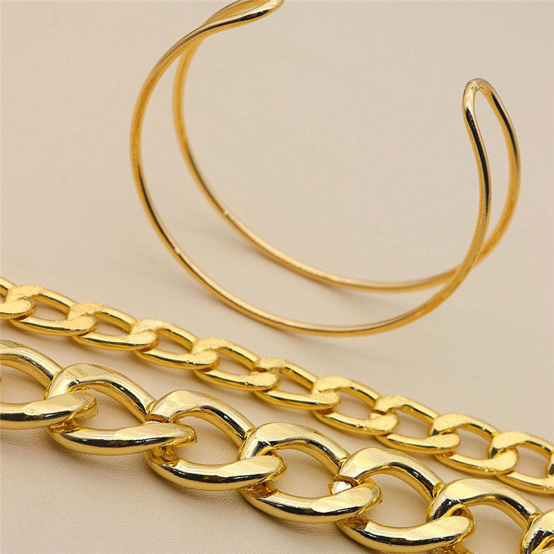 3 Double-layer Thick Chain Bracelet Set