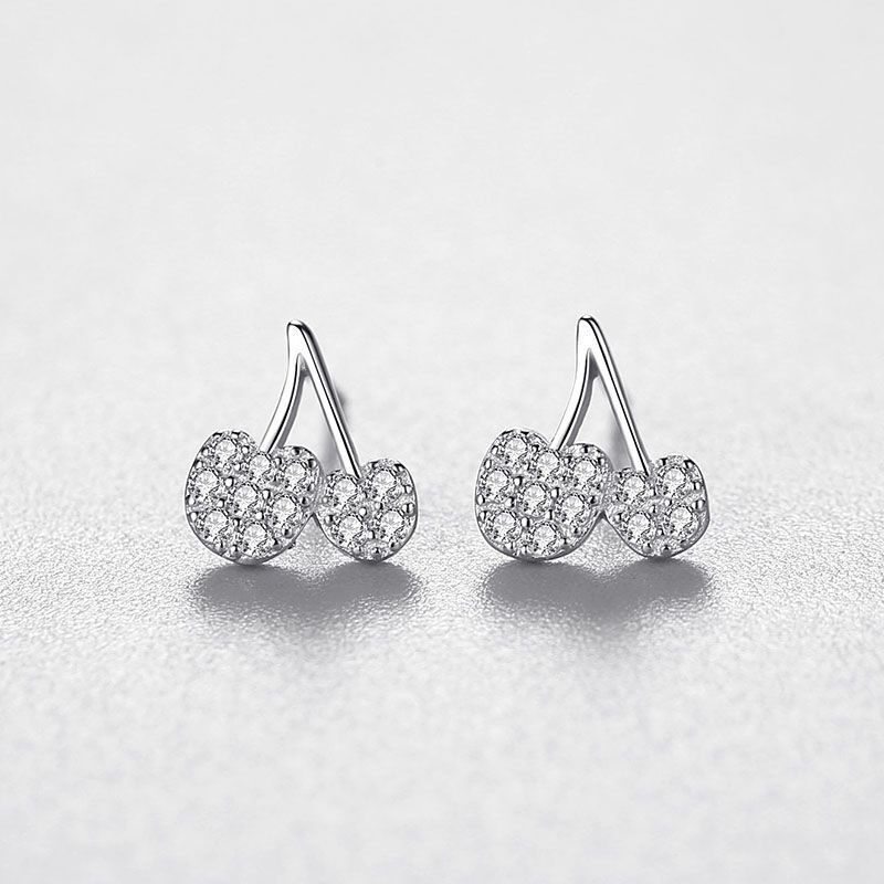 Cherry Diamond Stud Earrings