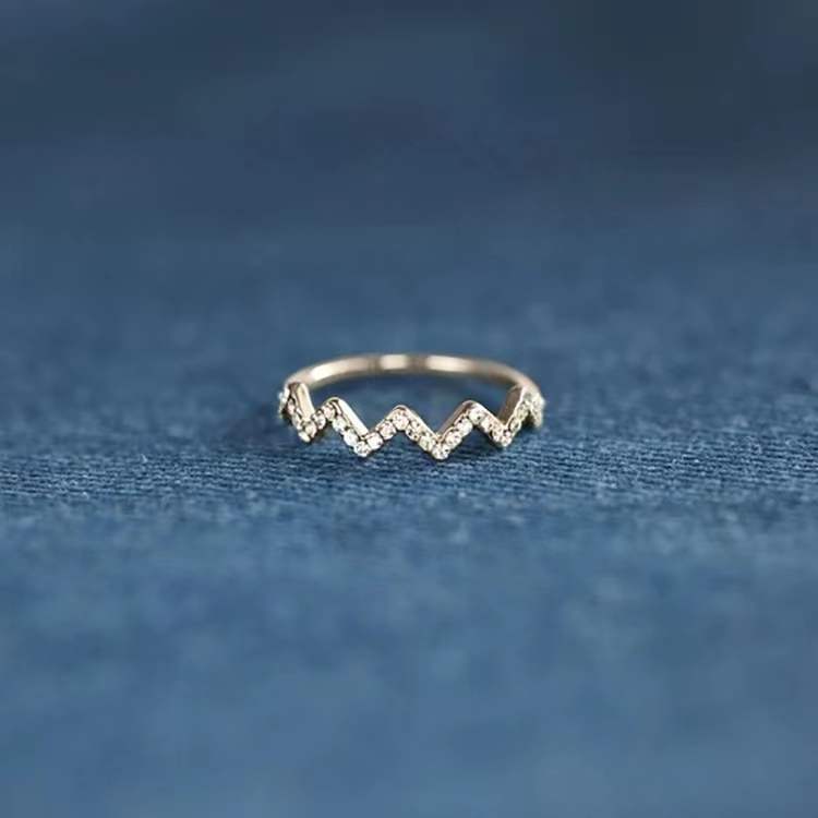 ECG Wave V Ring Zircon Ring