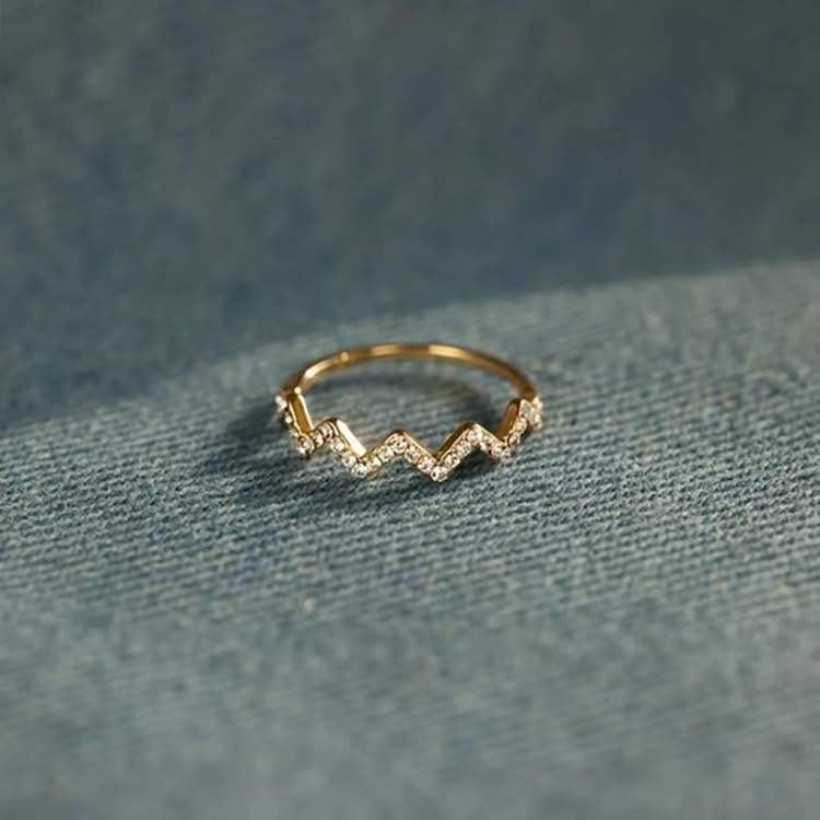 ECG Wave V Ring Zircon Ring