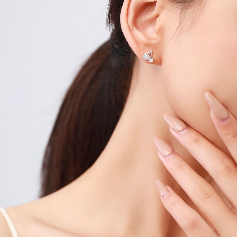 Cherry Diamond Stud Earrings