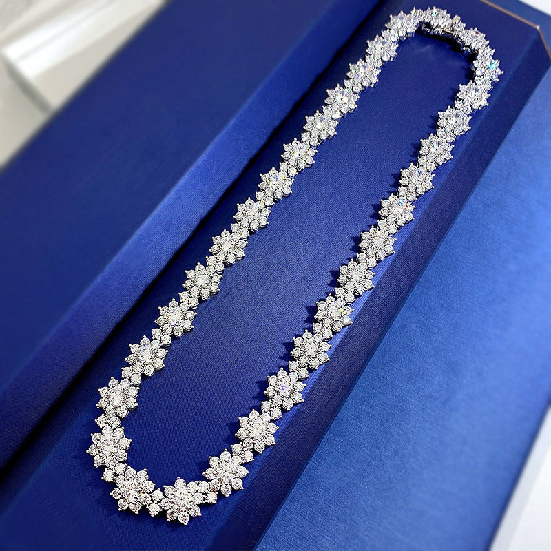 High Carbon Diamond Sunflower Collarbone Chain