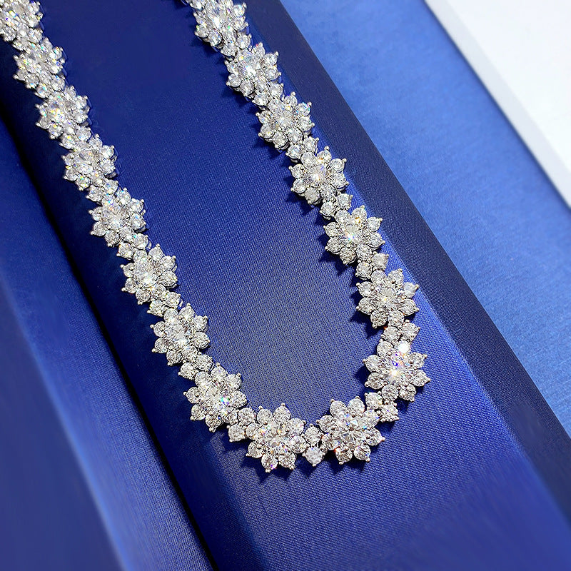 High Carbon Diamond Sunflower Collarbone Chain