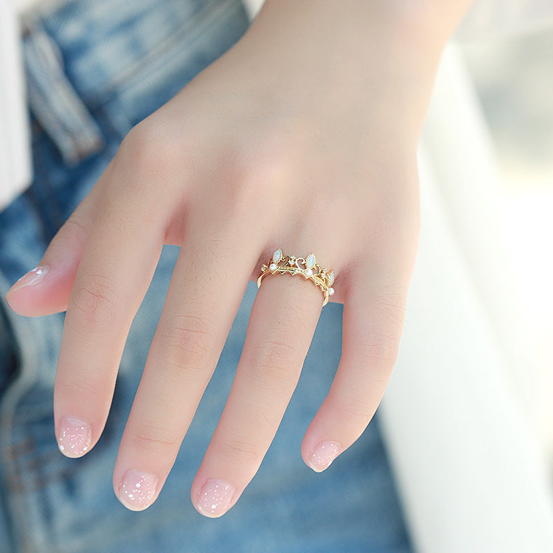 Retro Pearl Crown Ring
