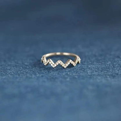ECG Wave V Ring Zircon Ring