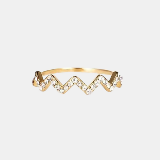 ECG Wave V Ring Zircon Ring