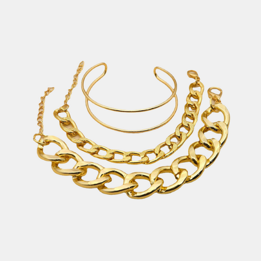 3 Double-layer Thick Chain Bracelet Set
