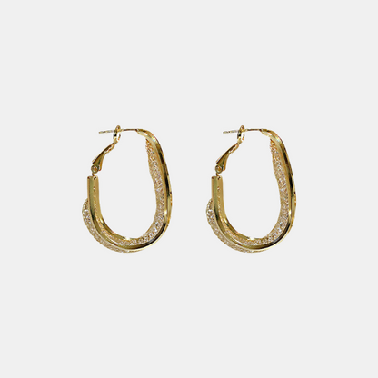 Retro Style U-shaped Stud Crystal Grid Earrings