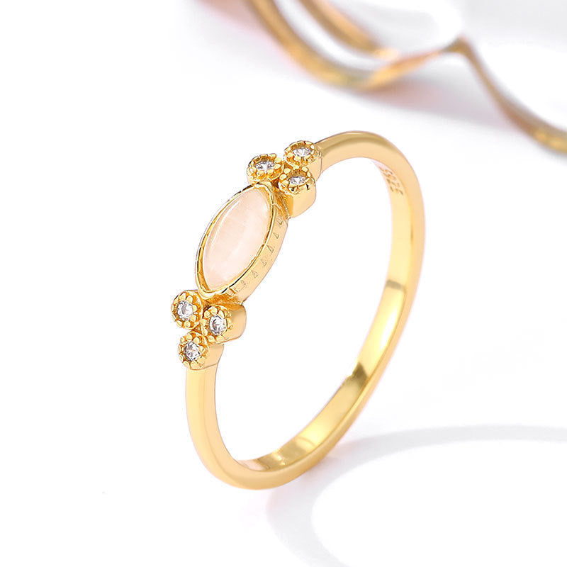 Women's 925 Sterling Silver Gold Plated Ring