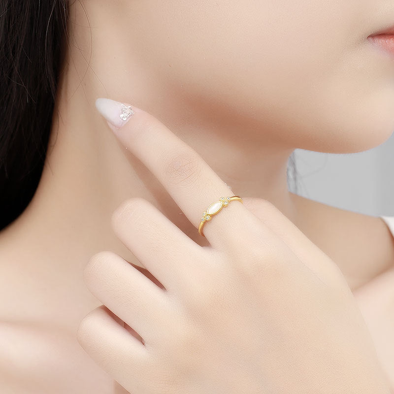 Women's 925 Sterling Silver Gold Plated Ring